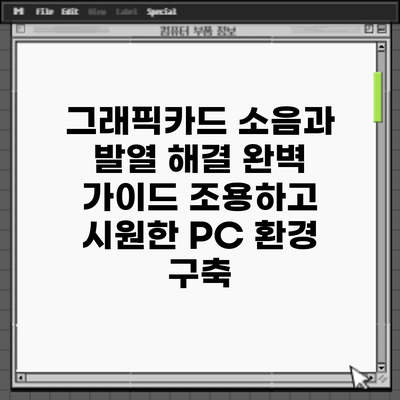 그래픽카드 소음과 발열 해결 완벽 가이드: 조용하고 시원한 PC 환경 구축