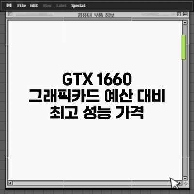 GTX 1660 그래픽카드: 예산 대비 최고 성능? 가격