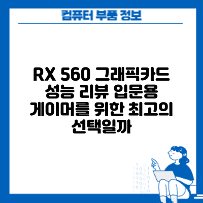 RX 560 그래픽카드 성능 리뷰: 입문용 게이머를 위한 최고의 선택일까?