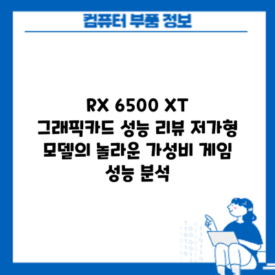 RX 6500 XT 그래픽카드 성능 리뷰: 저가형 모델의 놀라운 가성비 게임 성능 분석