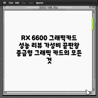 RX 6600 그래픽카드 성능 리뷰: 가성비 끝판왕 중급형 그래픽 카드의 모든 것