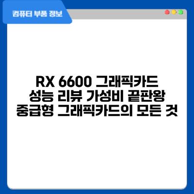 RX 6600 그래픽카드 성능 리뷰: 가성비 끝판왕 중급형 그래픽카드의 모든 것