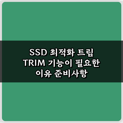 SSD 최적화 트림 TRIM 기능이 필요한 이유 5가지 핵심 정리