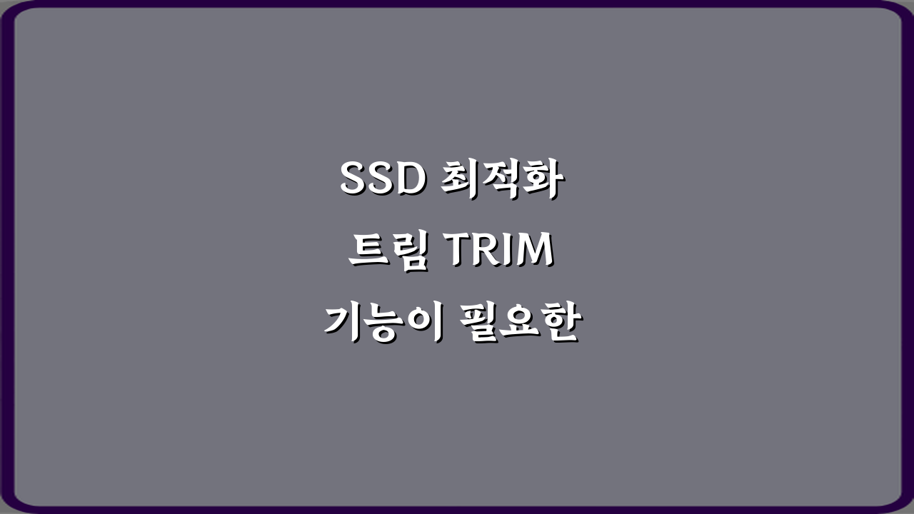 SSD 최적화 트림 TRIM 기능이 필요한 이유 5가지 핵심 정리