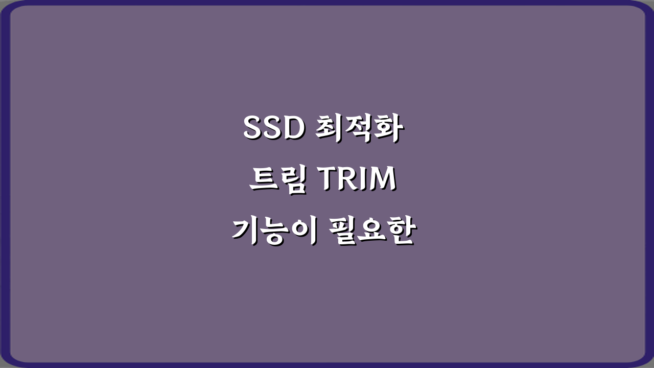 SSD 최적화 트림 TRIM 기능이 필요한 이유 5가지 핵심 정리